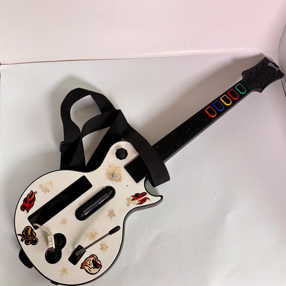 Gibson Les Paul Wireless Guitar Controller for Nintendo Wii White Black Decals